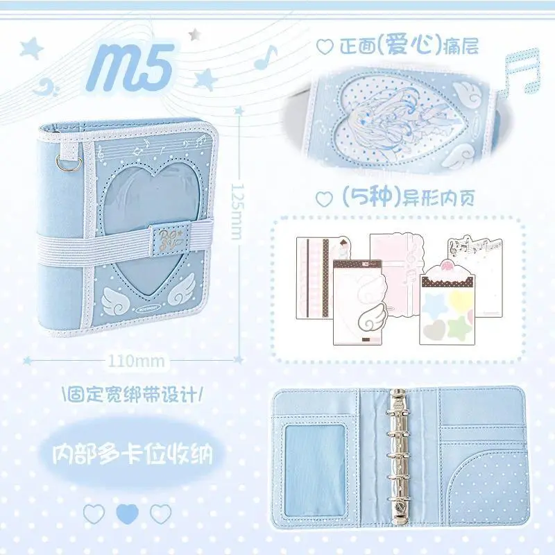 Cute M5 Size Binder Notebook INS Aesthetic Kawaii Cartoon Notebook Mini Ring Journal for Planning Notes Diary Girl's Stationery