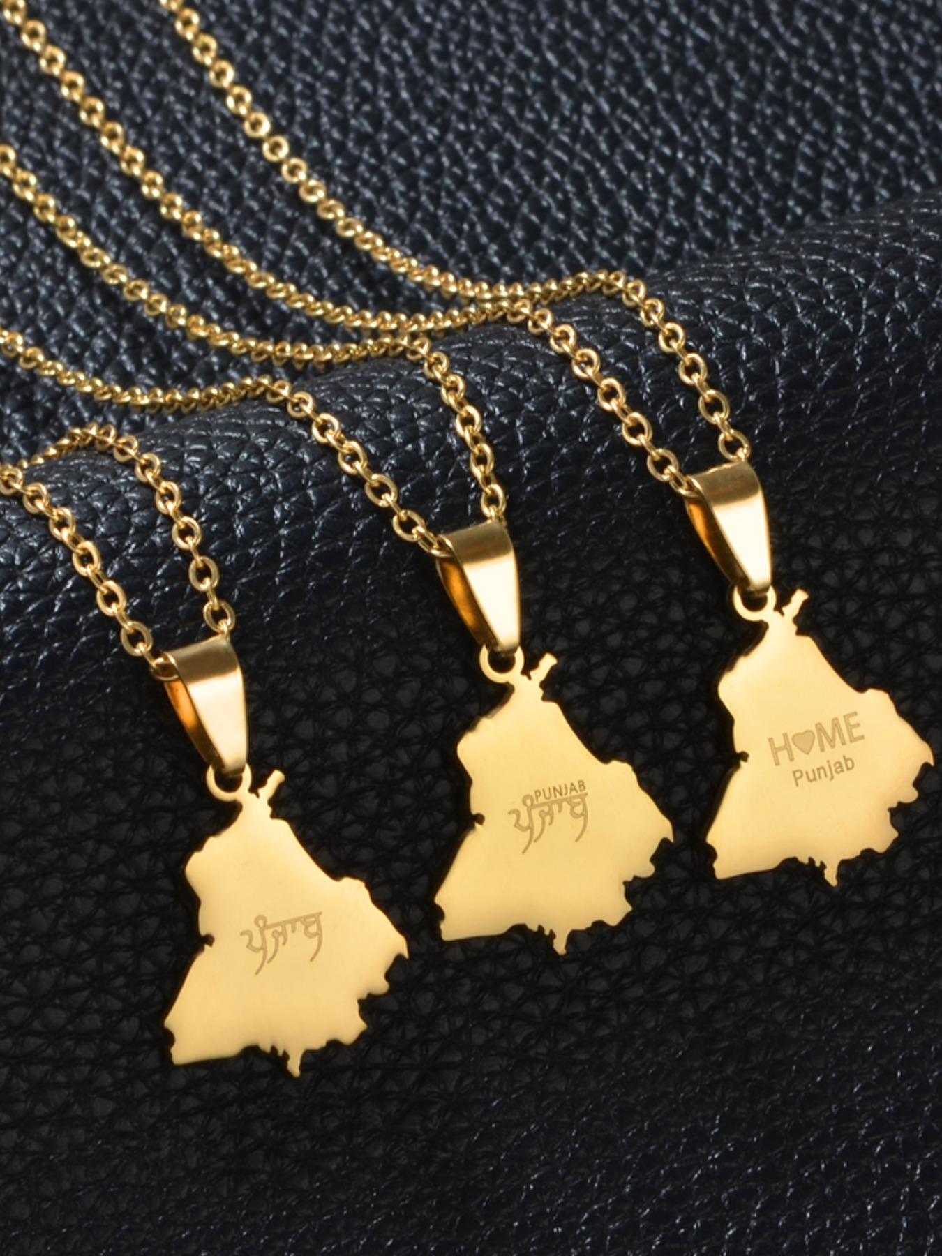 1Piece India Punjab Map Ethnic Pendant Necklaces Stainless Steel Jewelry Women