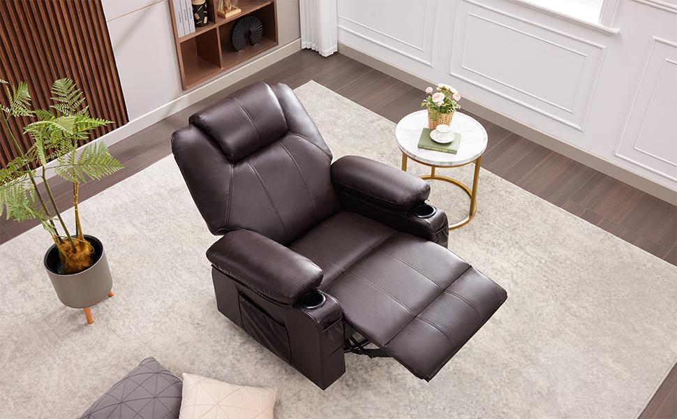 Swivel Rocker Recliner Chair with Heat and Massage, 360 Degree Swivel Rocking Single Sofa with Cup Holders and USB Port, Big Oversized Recliner Chair for Living Room