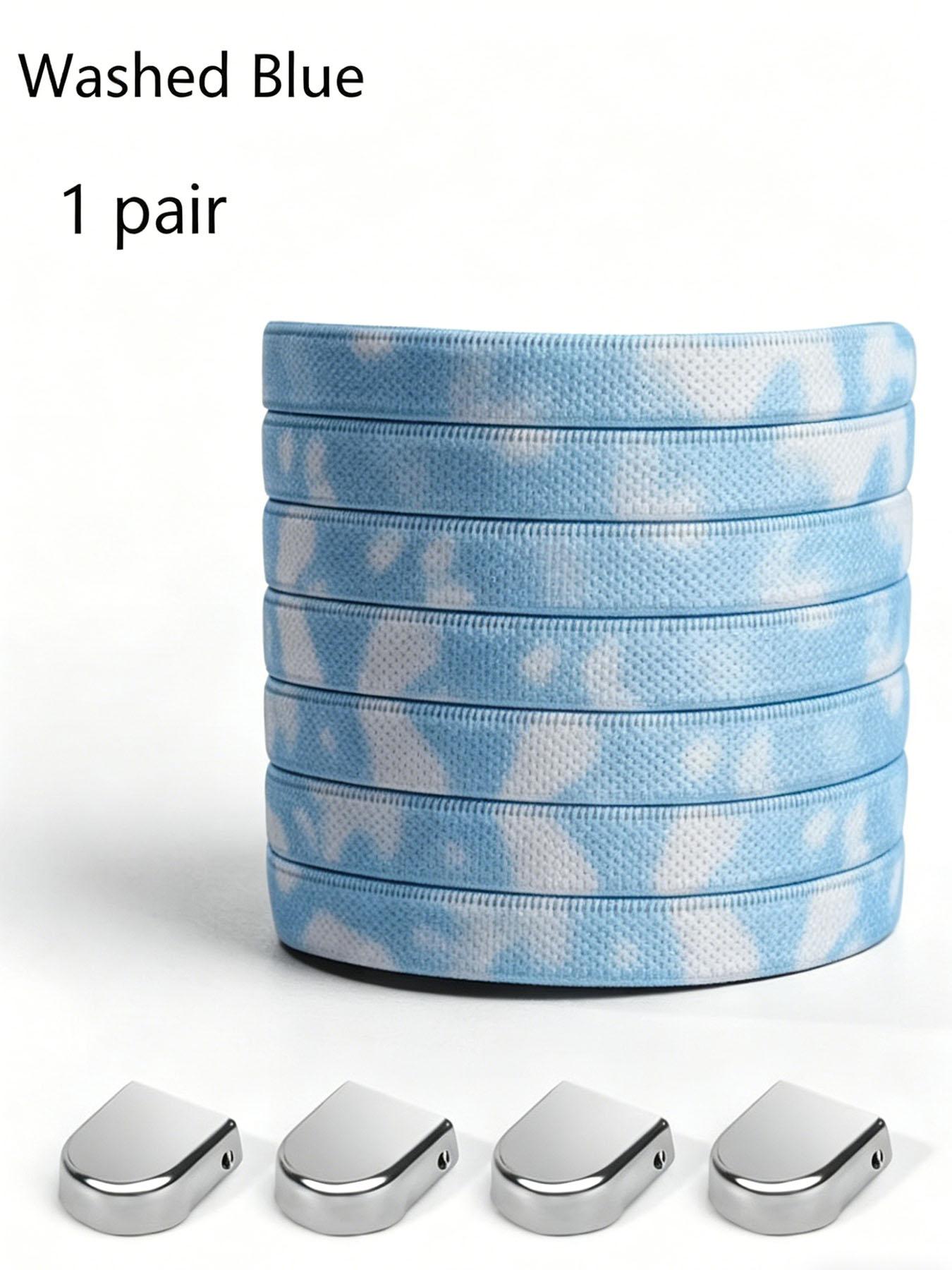Dreamy Tie-Dye Lazy Shoelace, No-Tie Press Button, Gradient Color, Elastic Stretch, Wide Strap, for Sneakers, Dad Shoes, Sports Shoes, Commute, DIY Footwear
