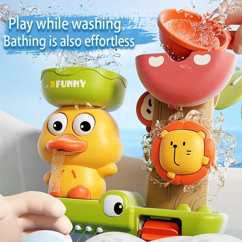 Cute Duck Design Water Toy with Spin Suction Cup - Spraying & Rotating Feature,Multifunctional Interactive Tub Toy, Kids Gift