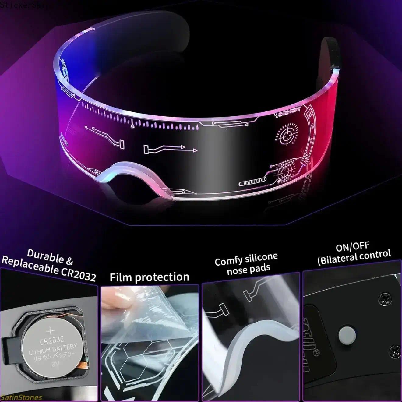 2026 LED Light-Up Sports Eyewear Accessories - Neon Glow Sunglasses, Comfortable Lightweight 1-Size, Futuristic Rave Cosplay Shades, Festival Gift for Adults, Club & Halloween 2026 LED Light-Up Sports Eyewear Accessories - Neon Glow Sunglasses, Comfortable Lightweight 1-Size, Futuristic Rave Cosplay Shades, Festival Gift for Adults, Club & Halloween