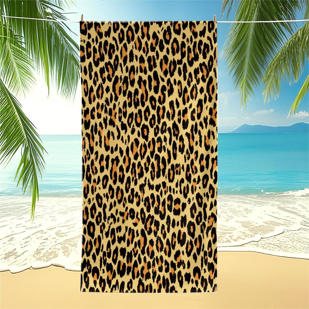 Leopard Print Beach Towel, European American Y2K Style, Quick Dry Absorbent Soft Skin-friendly, Ideal for Trendsetters Beach Pool Vacation