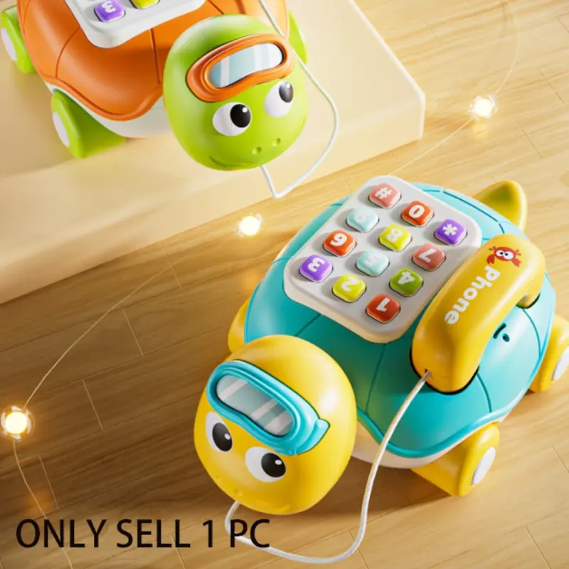 Baby Infant Musical Play Simulation Phone Car Toy, Realistic Telephone, Pull-String Moveable Phone, Simulated Call, Suitable for Kids Learning Numbers, Gift