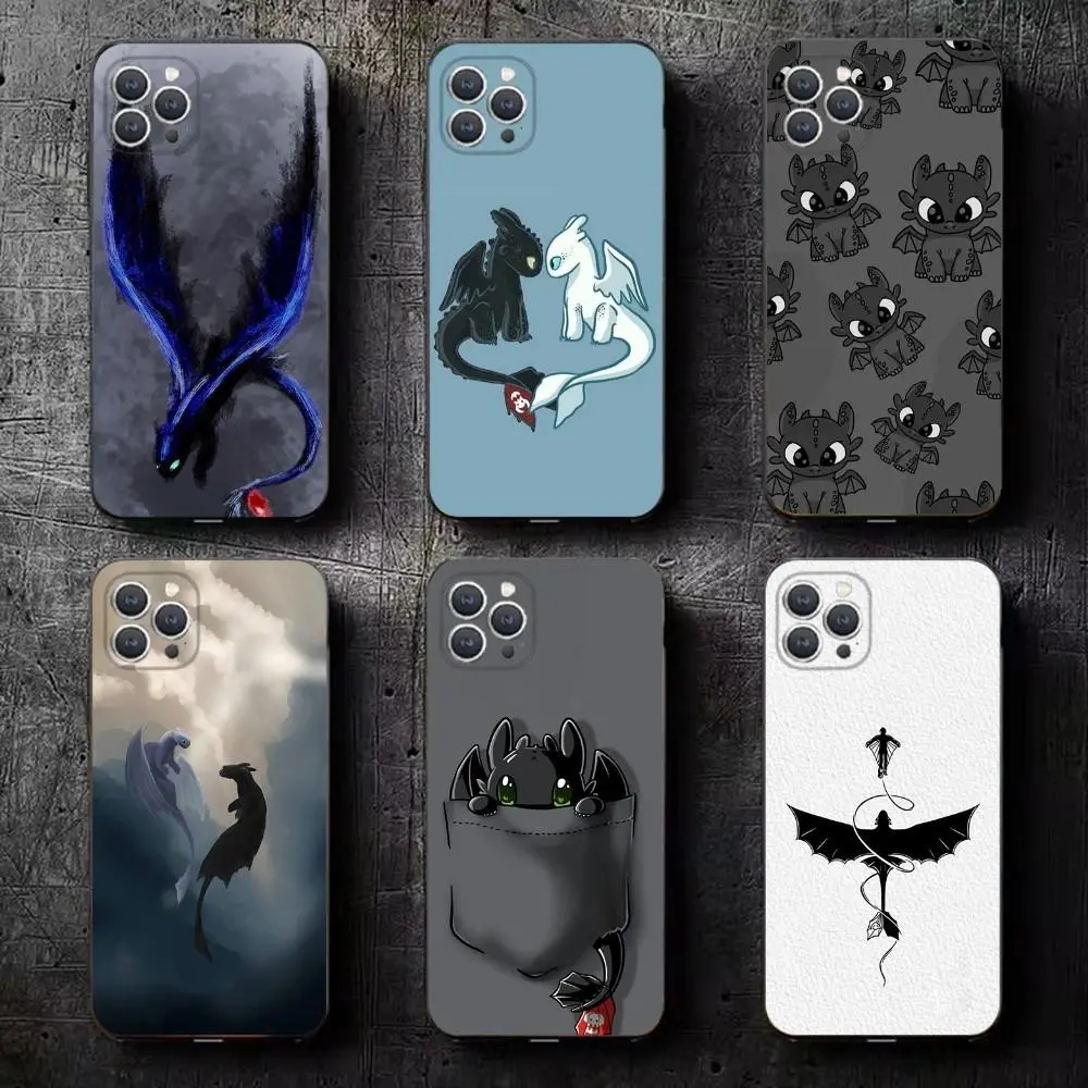 C-Cartoon T-Toothless Phone Case For iPhone 17 promax 17e 17 16 15 14 13 12 11 Mini Pro Max Air X XR XSMAX For Samsung S26 S25 S24 S23 S22 FE Ultra Plus Edge Soft Silicone Black Cover