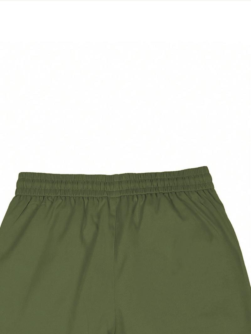 Men's Casual Cargo Pants, Wrinkled Design, Loose Fit Lightweight Sporty Style, Straight Leg Comfortable Daily Wear, Casual Streetwear Pants