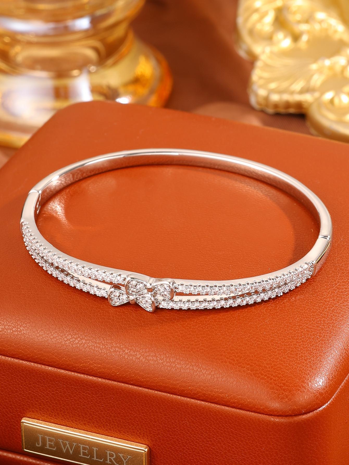Fashion Knot Cubic Zirconia Bracelet for Women, Elegant Daily Wear Jewelry, Perfect Gift for Her, All Seasons Accessory