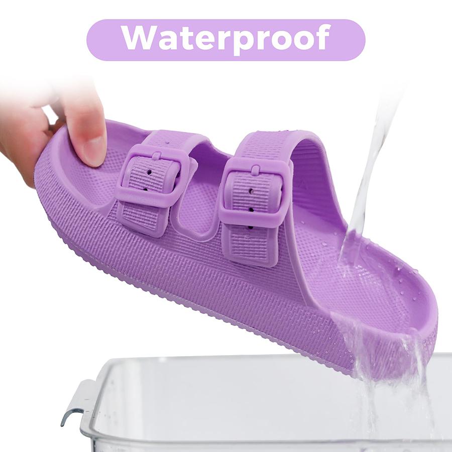 Pillow Slippers for Men and Women  | Adjustable Double Buckle Shower Slides | Cushioned Thick Sole Sandals