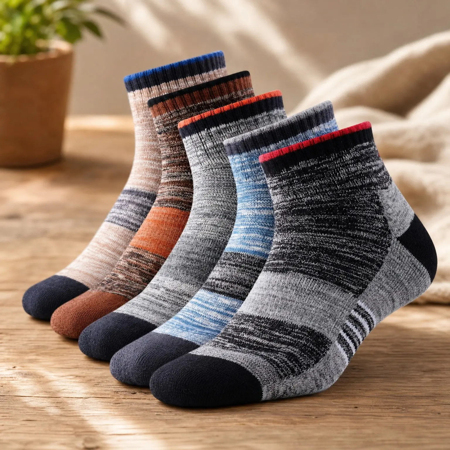 Men's Multi-Pack Hiking Walking Socks, Wicking Cushioned Outdoor Recreation SocksGift