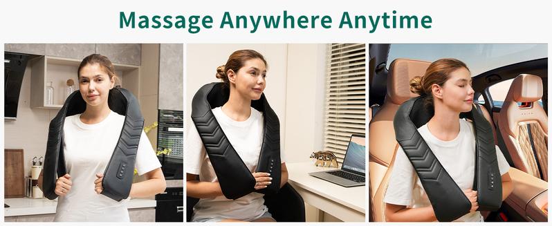 MASGRE 3D Neck & Back Massager with Soothing Heat – Deep Kneading Pillow for Shoulders, Legs, Home, Office & Car Relaxation Gift Adjustable