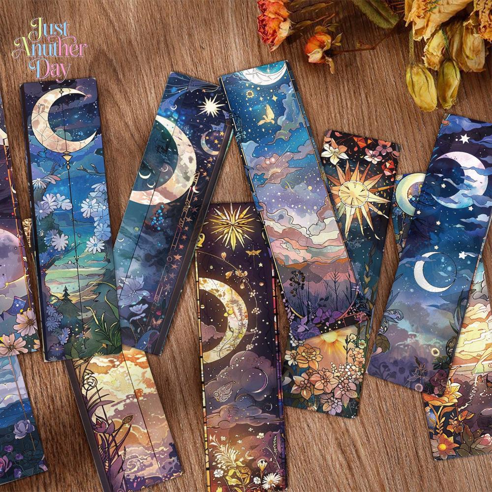 24PCS Stained Glass Style Art Bookmarks, Celestial & Floral Paper Bookmarks for Students, Colorful Decorative Cards for Novels, Textbooks, Reading Markers & Gifts