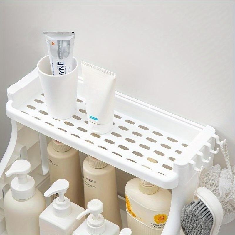 1 Pack Bathroom Floor Storage Rack with Wheels, Heavy Duty Rolling Storage Cart, Space-Saving Bathroom Shelf Unit, No Assembly Required, for Bathroom, Kitchen, Laundry Room, Lightweight Shelf Ideal for Small Spaces