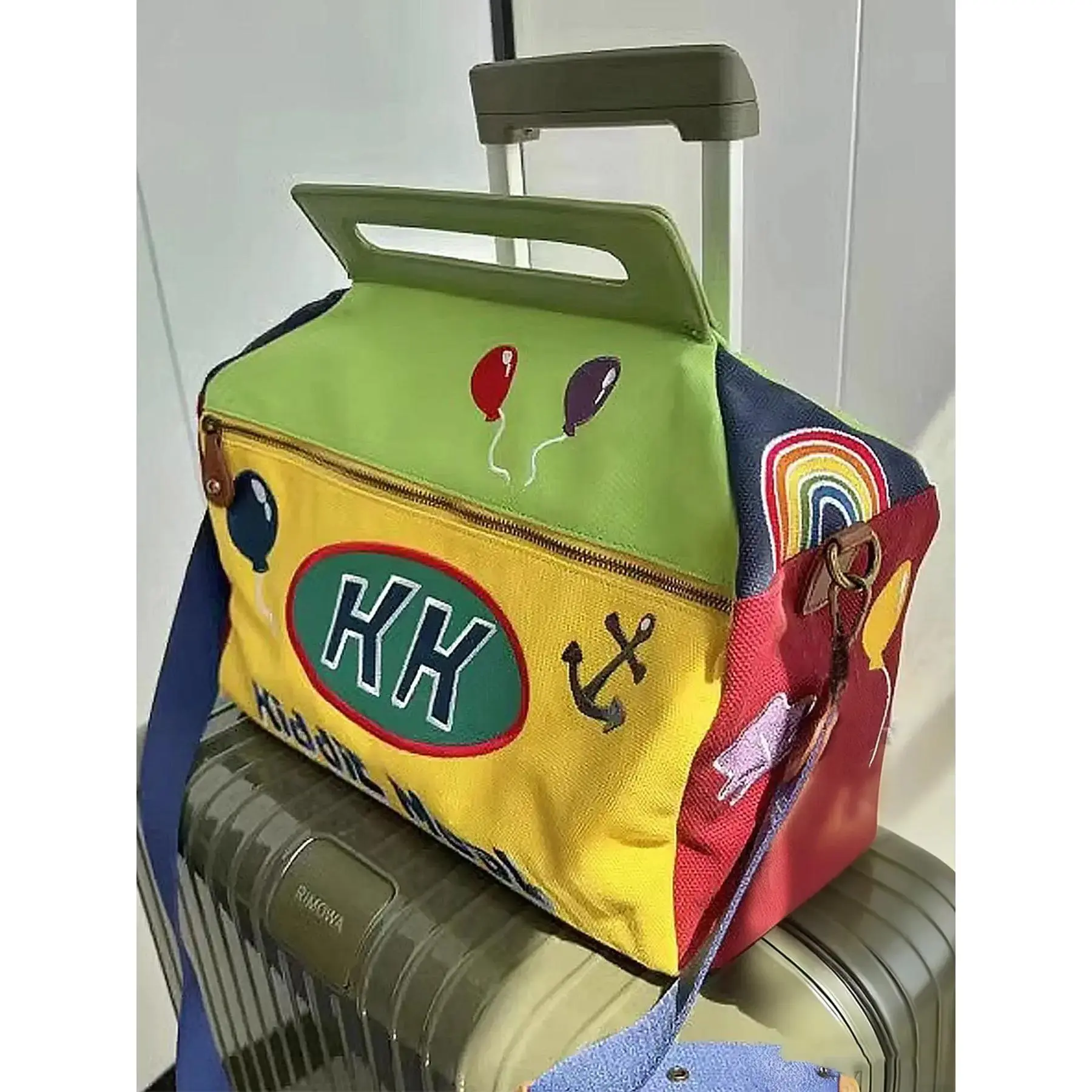personalized handbag, practical large capacity color blocked single shoulder crossbody bag, Cross body bags, can accommodate tablets and personal items, suitable for short distance travel and shopping