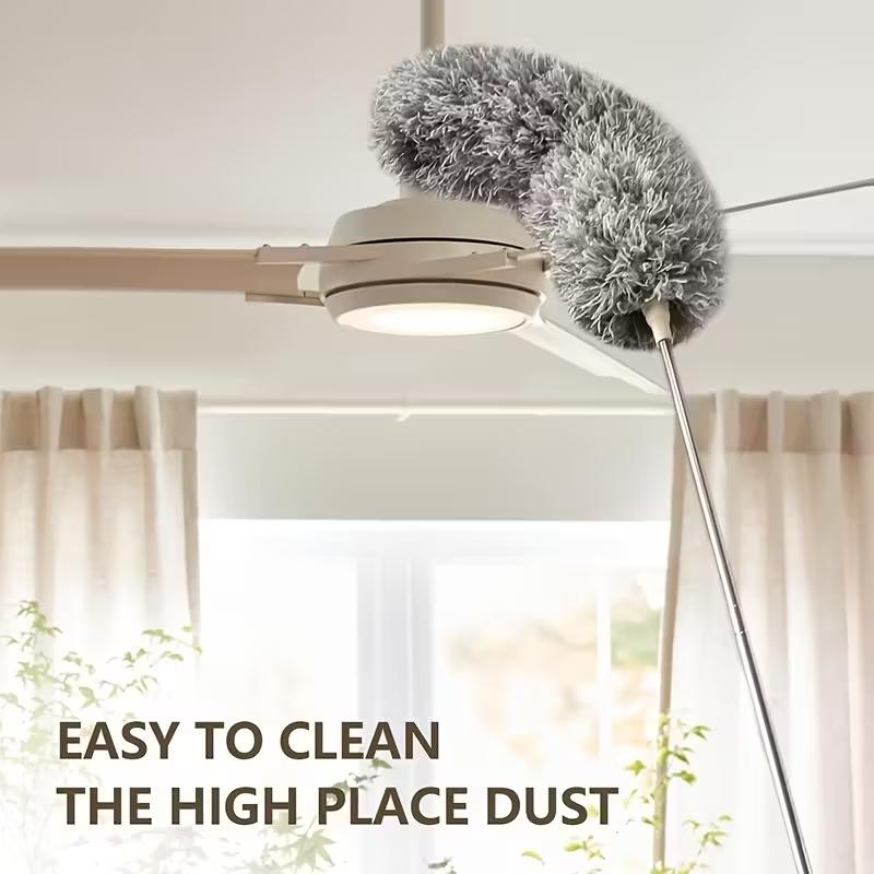 Extendable Microfiber Dusting Brush, Microfiber Ceiling Fan Duster with Bendable Head, Reusable & Washable, Ideal for High Ceilings, Home, Car, Patio, Battery-Free, Durable Stainless Steel Handle, Efficient Dust Removal, Ergonomic Design