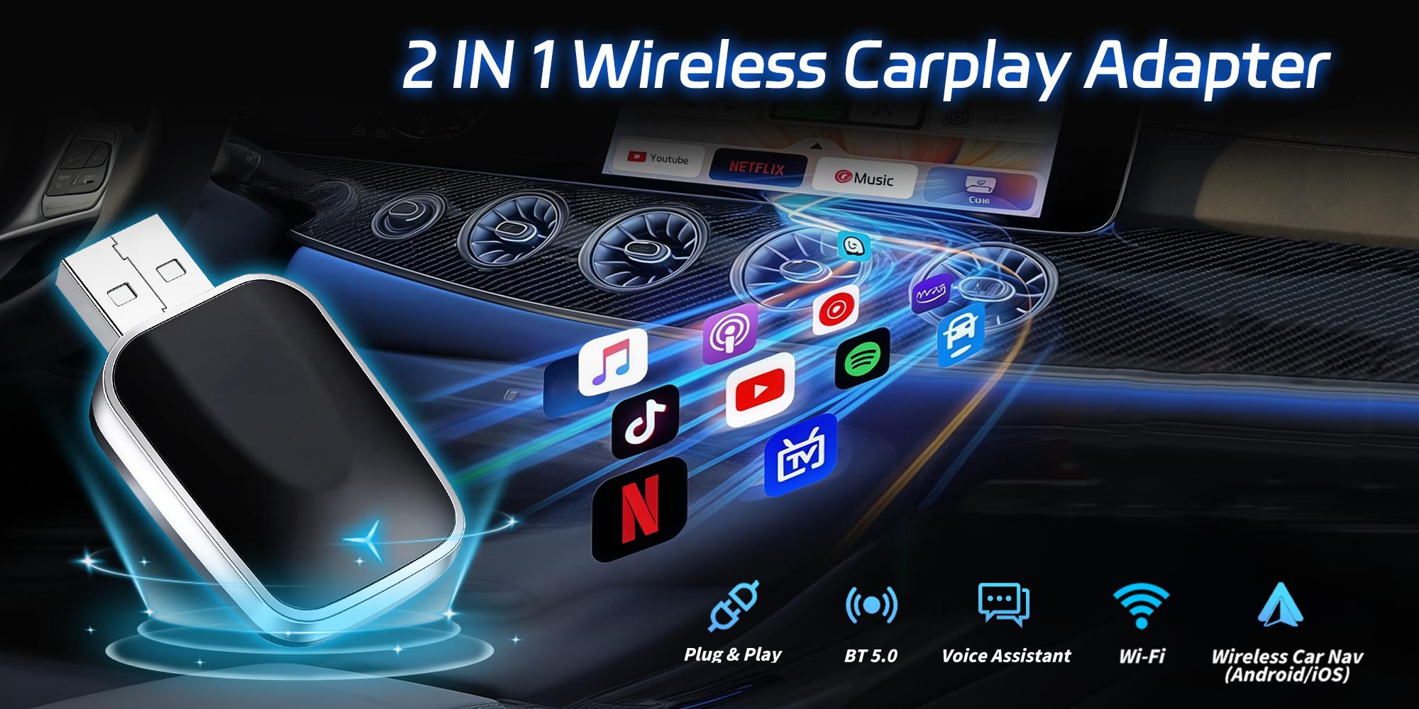Wireless carplay Adapter for iPhone/Android - Fast Connection, No Latency, Hands-Free Call wireless adapter Electronic Charger carplay dongle