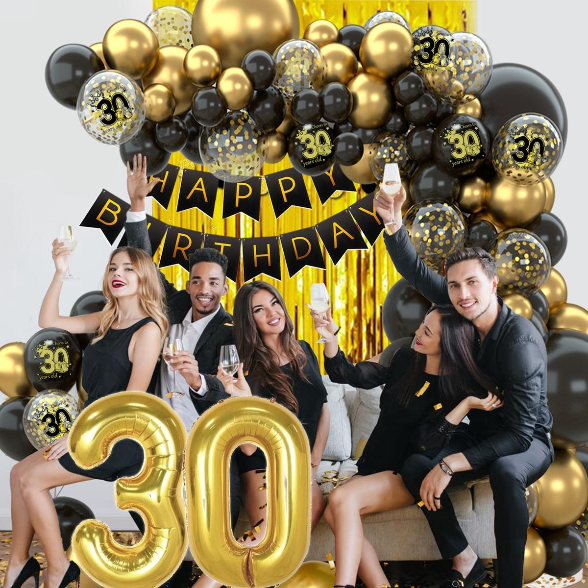 30th 40th Birthday Balloon Garland Banner Set,88pcs Gold Black 30 40 50 Birthday Confetti Balloon Decoration,30 Years Old Happy 30th Birthday Party Banner Decor