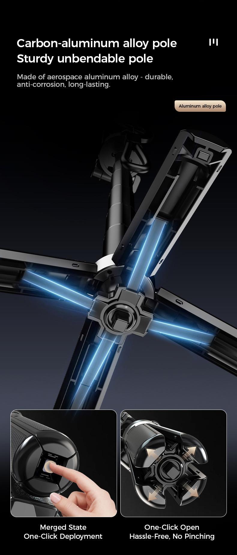 2026 New 4-in-1 Multifunctional Magnetic Selfie Stick 360° Rotation Compact Stylish with Wireless Bluetooth Control Magnetic Phone Holder for Selfies Video Recording Vlogging Compatible with Most Phone Modes Tripod Stabilizer ，Max extend to 14.96 inches