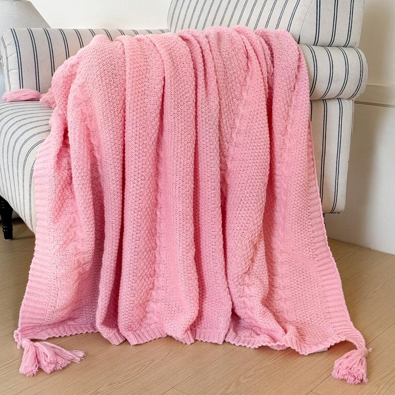 Soft Knitted Throw Blanket with Tassels – Cozy Decorative Blanket for Couch, Sofa & Bed