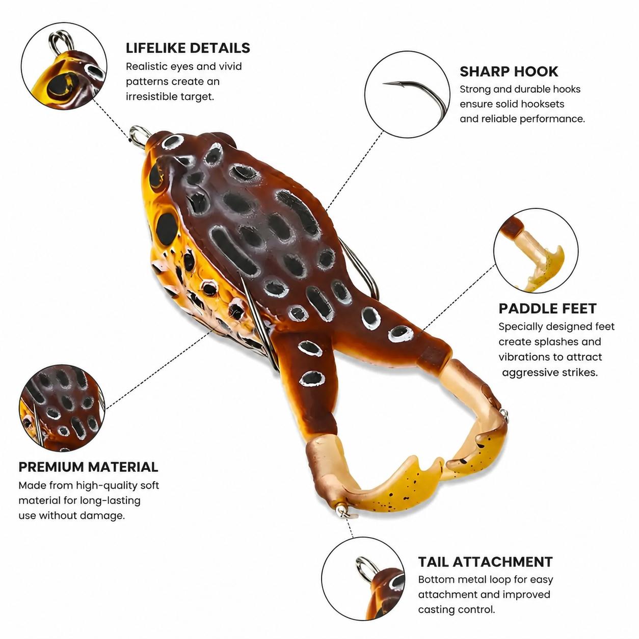 2026 Premium Topwater Frog Fishing Lure – Silicone Floating Bass Bait with Dual Propeller Legs, Lead-Free Construction, Realistic Multi-Jointed Design, 3.5 Inches / 13 Grams, Ideal for Freshwater Bass and Snakehead Angling in Weedy or Lily Pad Habitats