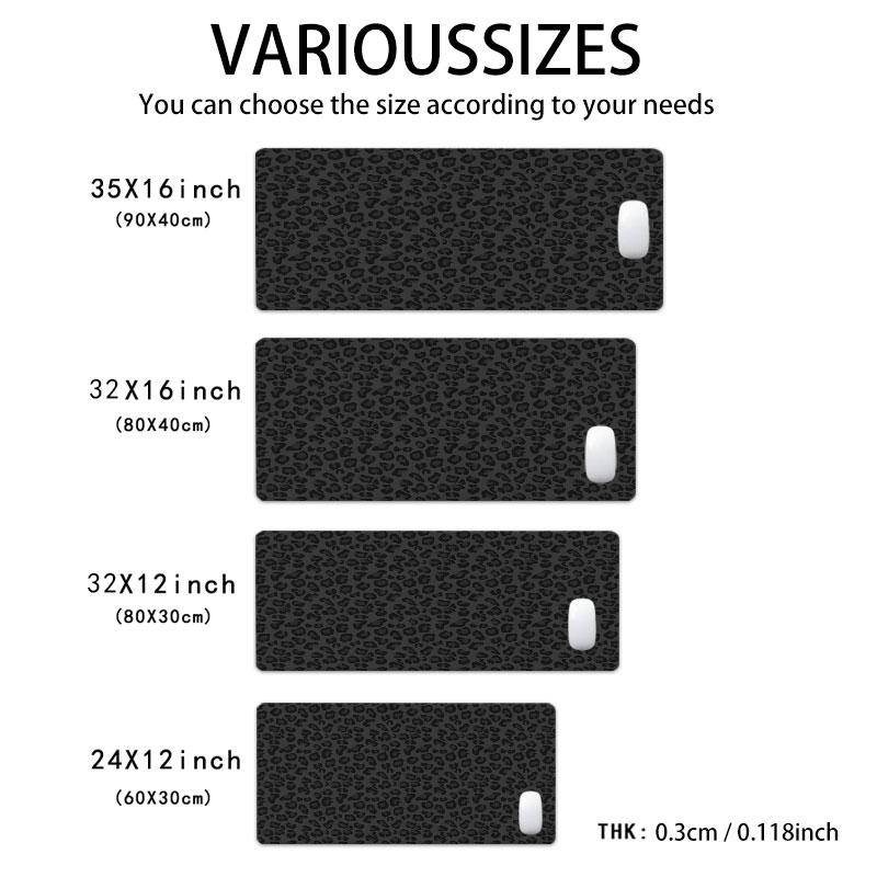 Extra Large Black Leopard Print Mouse Pad Stylish Gaming Mouse Pad 35x16 Inch Computer Keyboard Mousepad Suitable for Families, Offices and Schools. Perfect Gift for Family Members and Friends