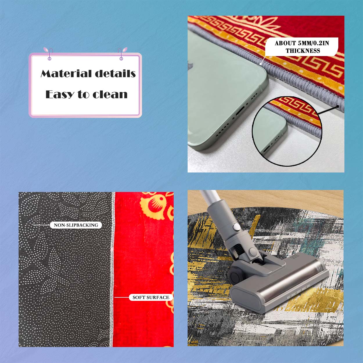 Abstract Pattern Round Rug, Modern Abstract Rug, Non-slip Soft Floor Mat, Decorative Carpet for Home Living Room Bedroom Hotel Coffee Shop