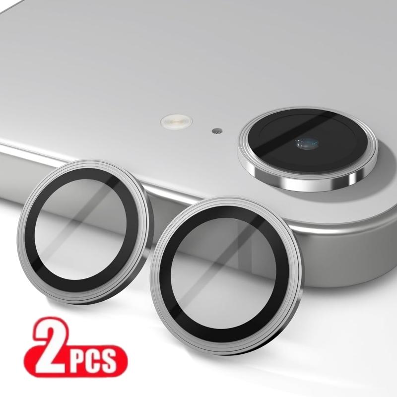 Two-Pack Lens Rings for iPhone 17e/16e, Tempered Glass Camera Protection Film, Compatible with iPhone 17e, Durable and Clear