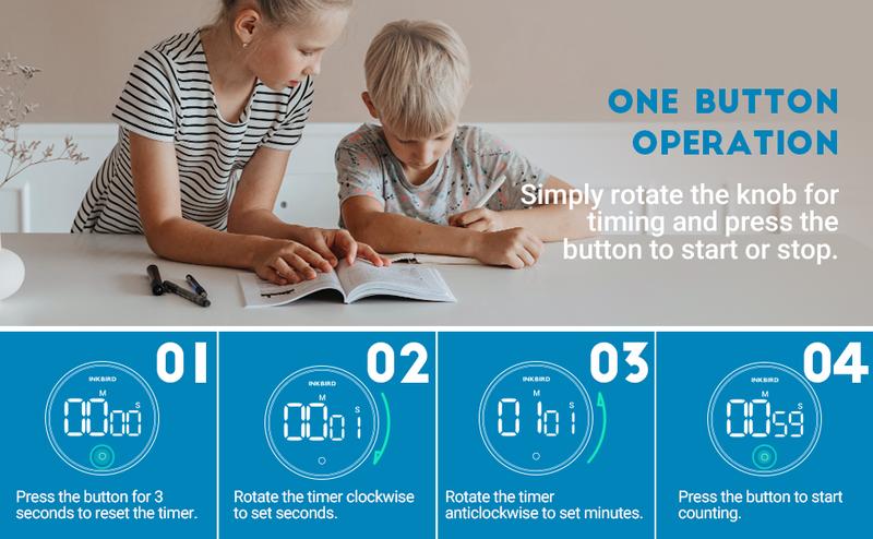 INKBIRD Kitchen Timer, 1 Digital Magnetic Timer, Intelligent Reminder, Suitable for Office, Cooking, Learning, Kitchen Utensils Gadgets Home Modern