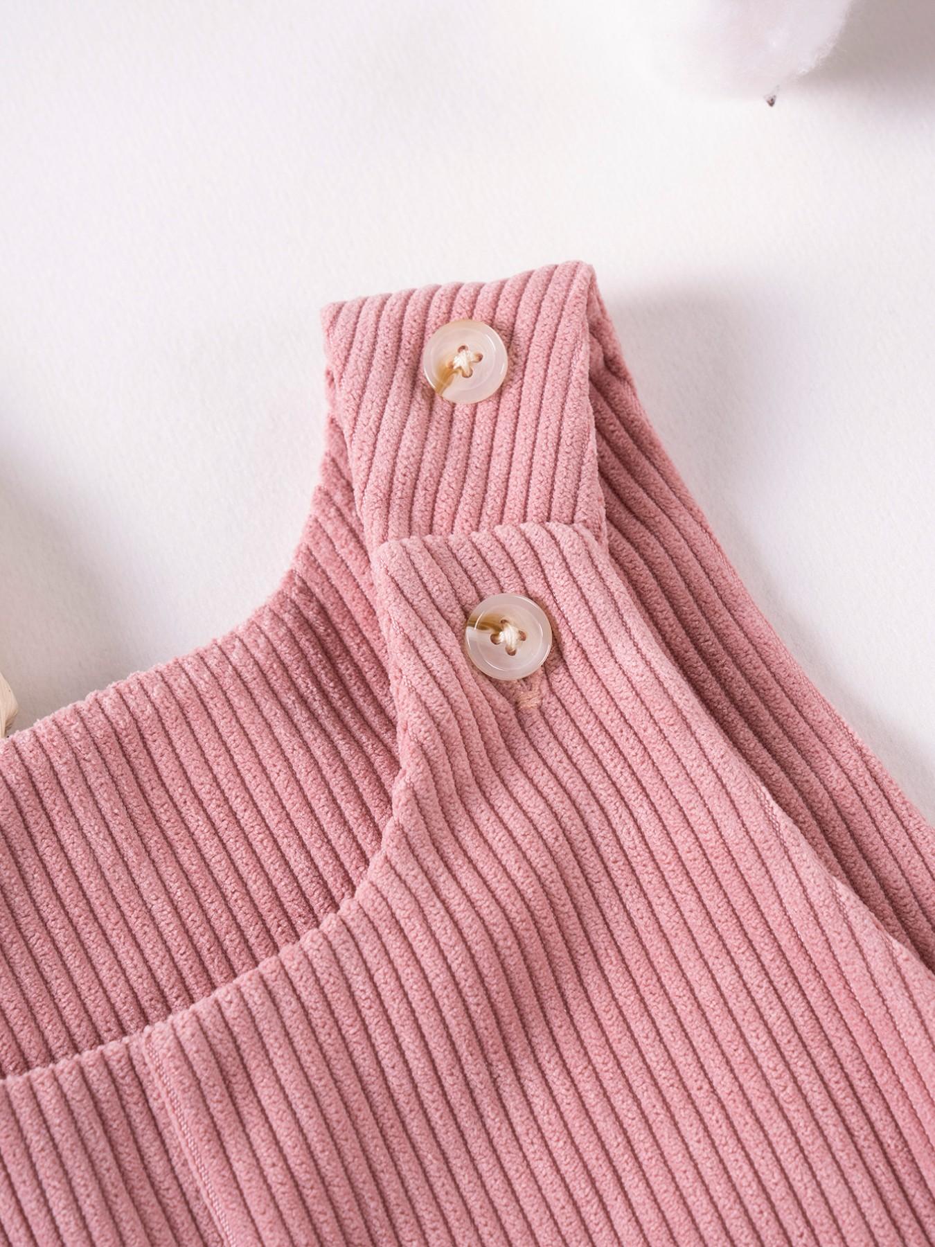 Baby's Plain Overalls with Bear Patch Decor, Casual Soft Comfy Sleeveless Jumpsuit for Summer, Newborn Infant Baby Clothes Girl Kids Clothes for Daily Wear