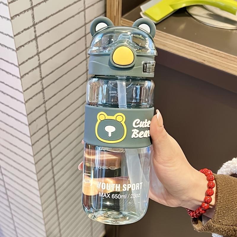 550ml/650ml Cute Bear Cartoon Portable Water Bottle with Straw, High-Value School Cup with Lifting Handle – Perfect for Summer/Winter Drinks, Outdoor Sports, Fitness, Travel, Camping,  Halloween & Christmas Gifts, Water Bottle For Girl and  Boy, Thermos