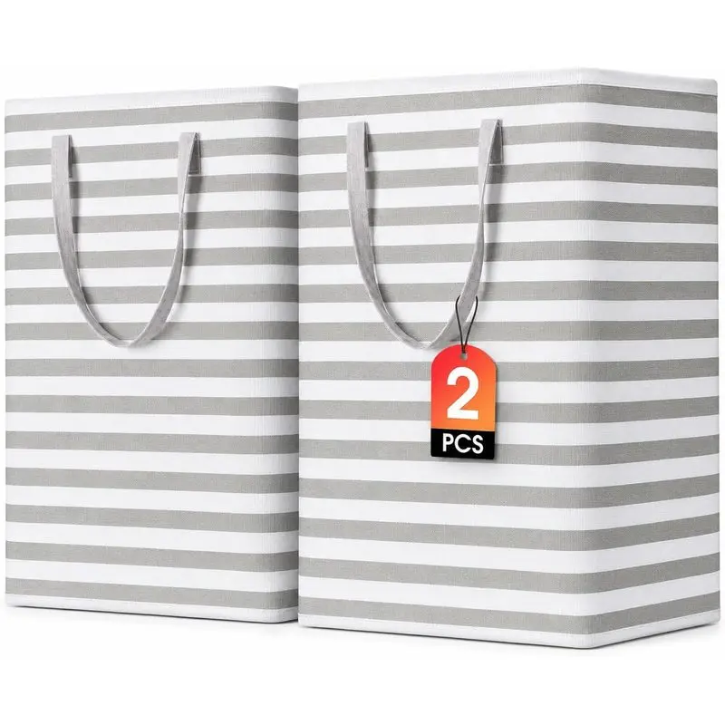 2-Pack 75L Collapsible Laundry Baskets - Large Waterproof Freestanding Rectangular Collapsible Storage Bins with Reinforced Carrying Handles for Dorm, Bedroom