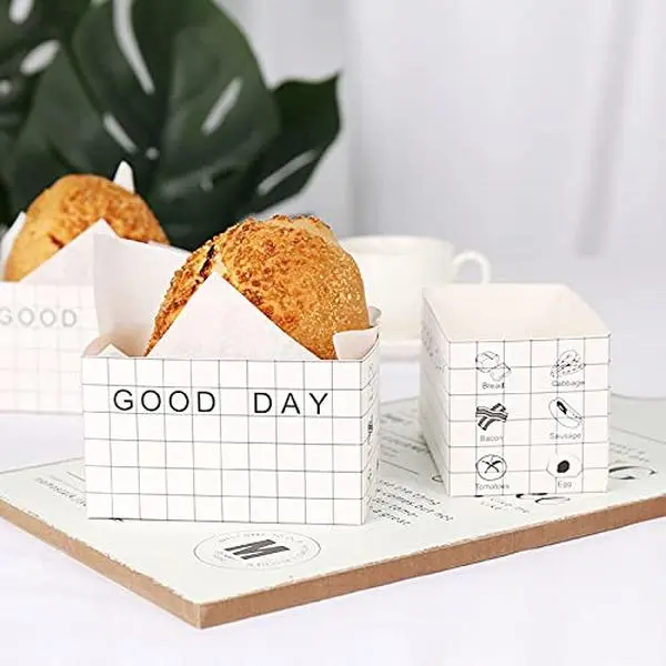 Take Out  Containers,Sandwich Take Out Boxes (50 Pack)- Toast Holding Bread Tray, Hot  Donut Egg Waffle Packaging Box Lunch Box - To Go Containers for Restaurant, picnic and Party (B)