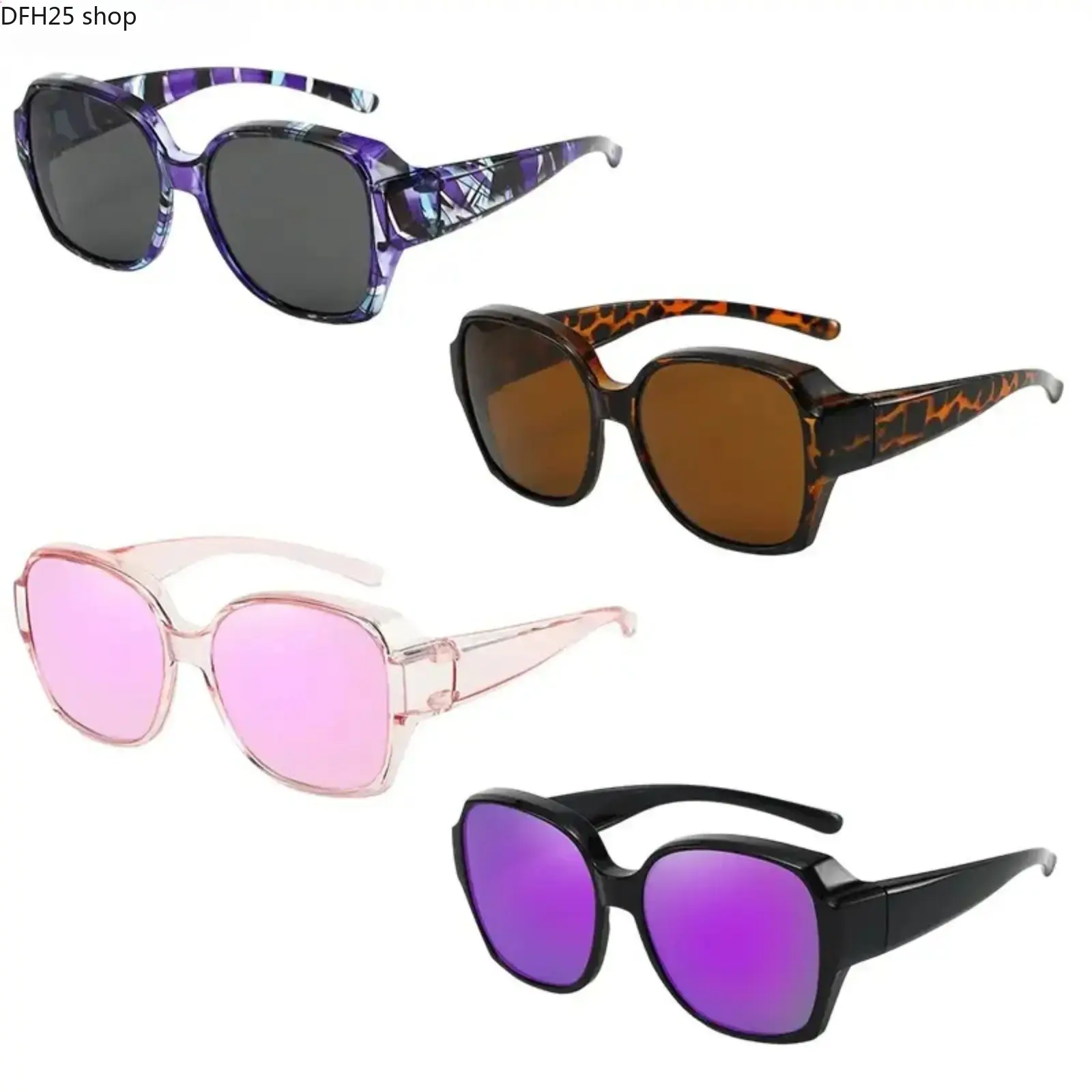 4 Pack Women’s Fit Over Polarized Wrap Sunglasses With Oversized PC Frame And UV400 Anti Glare Lenses, Lightweight Eyewear for Driving, Fishing And Outdoor Use