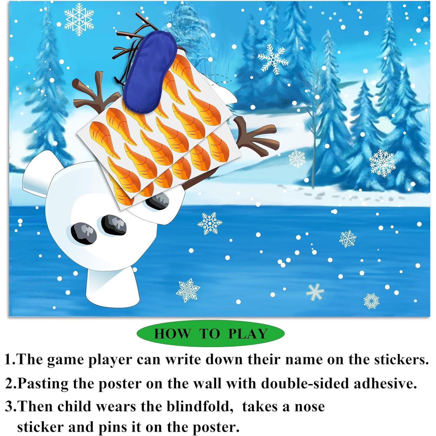 Pin The Nose  The Snowman  for  Christmas Party  for  Snowman Pin  with 24 count Nose Stickers Birthday Party Supplies Activities