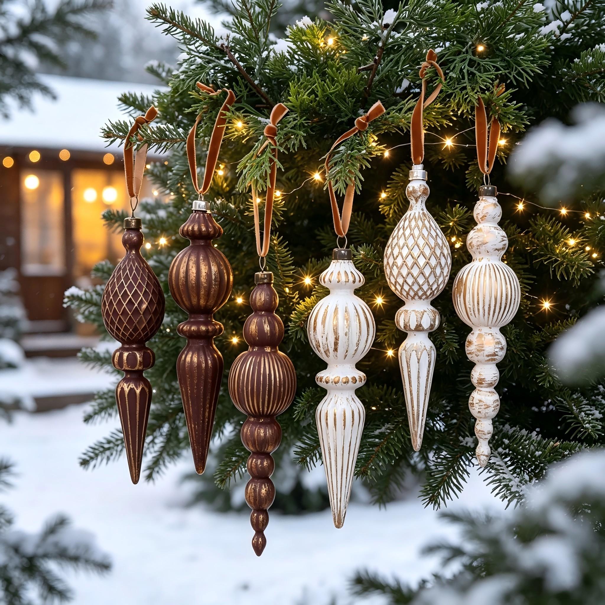 Vintage Conical Christmas Ball Ornament, Decorative Ornaments, Plastic Electroplated Holiday Decor, Durable with Hanging Rope, 9pcs for Tree, Wreath, Fireplace, Party