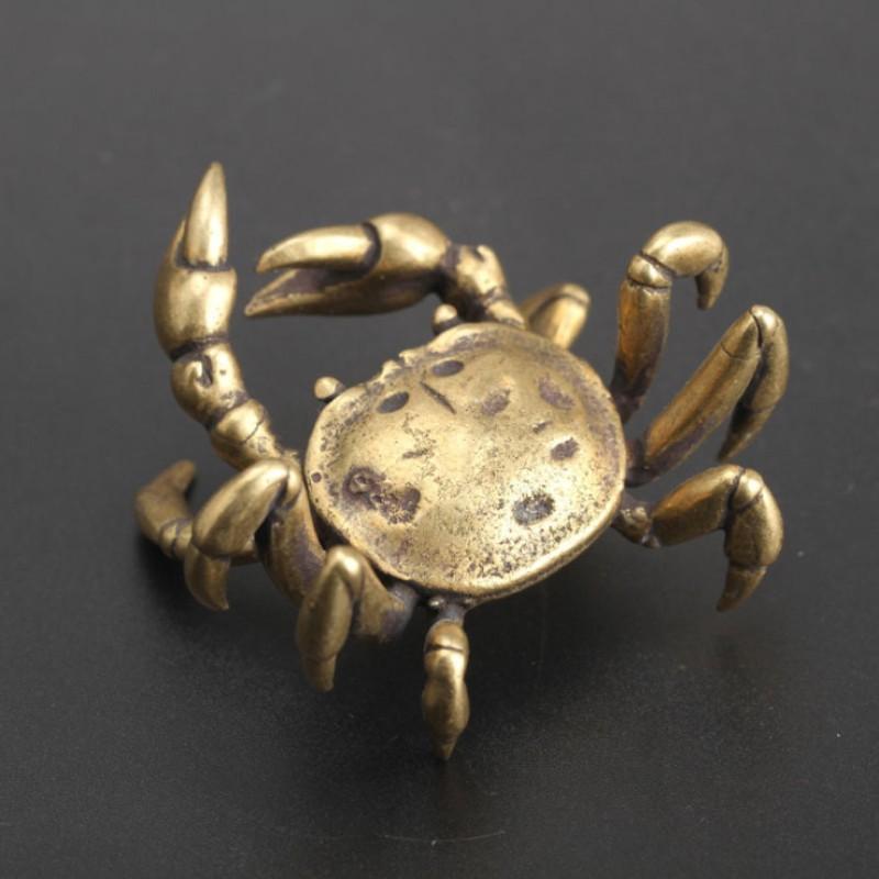 Brass Crab Desktop Ornament Model, Metal 3D Ocean Creature Statue, Decorative Craft Item, Unique Home Decoration Piece