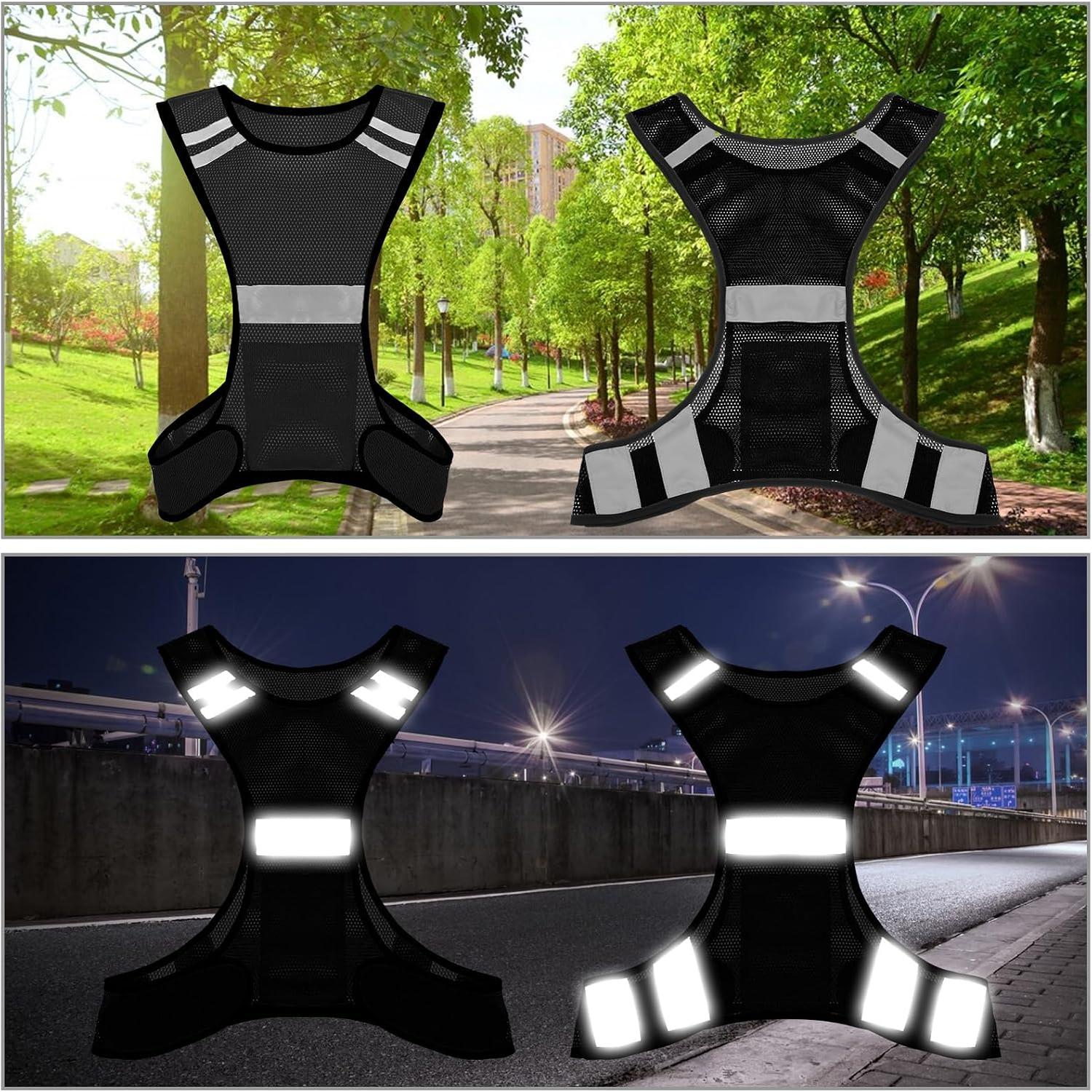 Unisex Reflective Running Vest, High Visibility Sports & Outdoor Safety Gear with Fiber Mesh, Large Pockets for Night Activities, Lightweight for Running/Cycling