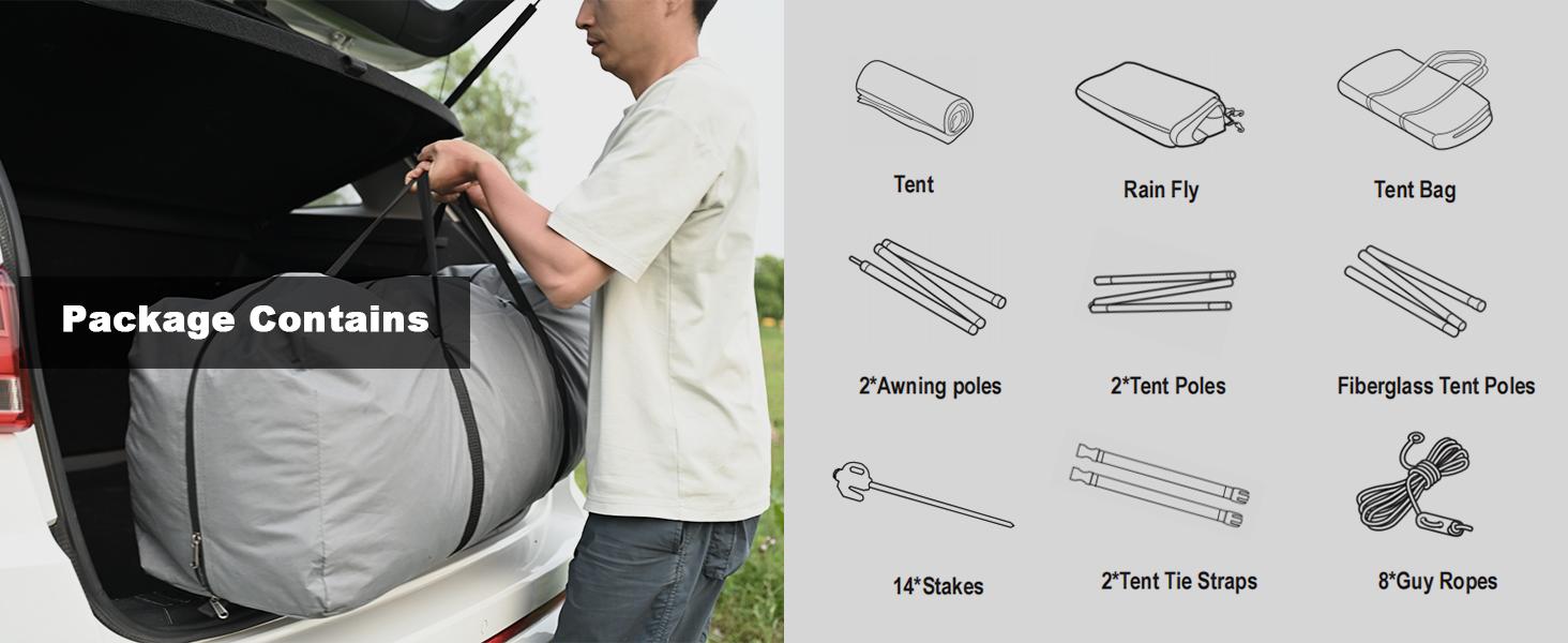 Lilypelle SUV Tent Car Tailgate Tent with Porch for Camping, 6-8 Person 10' x 10' Car Camping Tent, 6' x 7' Screen Room Vestibule Awning Porch