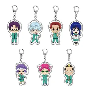 6CM Anime The Disastrous Life of Saiki Kusuo Keychain Acrylic Figure Pendant Cartoon Image Keyring Wholesale