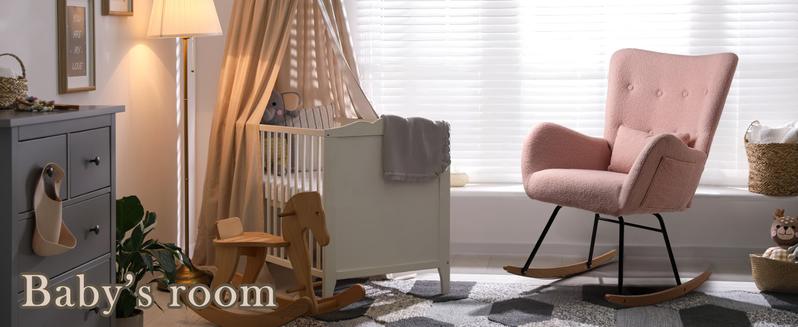 PUKAMI Rocking Chair Nursery Rocker Teddy Upholstered Rocking Chair Indoor with High Backrest Rocking Accent Chair, Padded Seat Nursing Chair with Headrest Comfy Chair for Bed Room