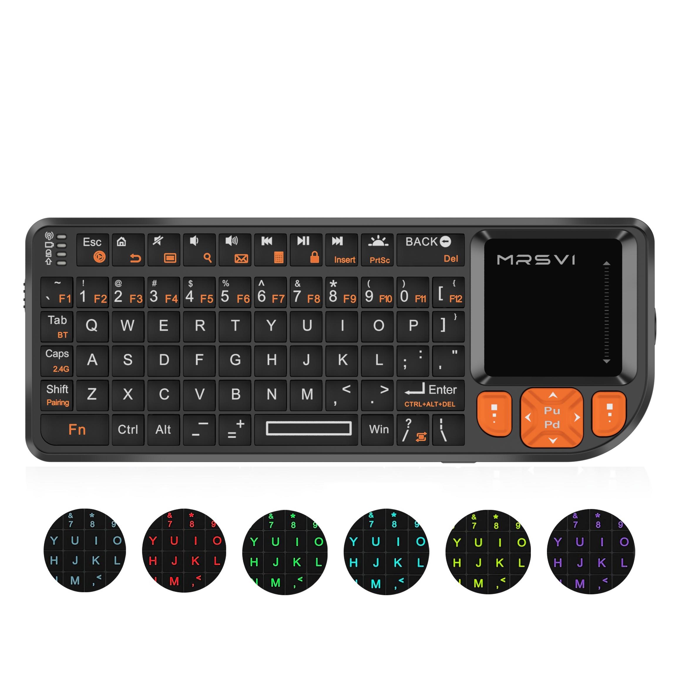 Bluetooth-compatible Mini Backlit Keyboard with Touchpad, Rechargeable Wireless Keyboard for Office and Entertainment, Compatible with PC, Smart TV, Notebook and Projector