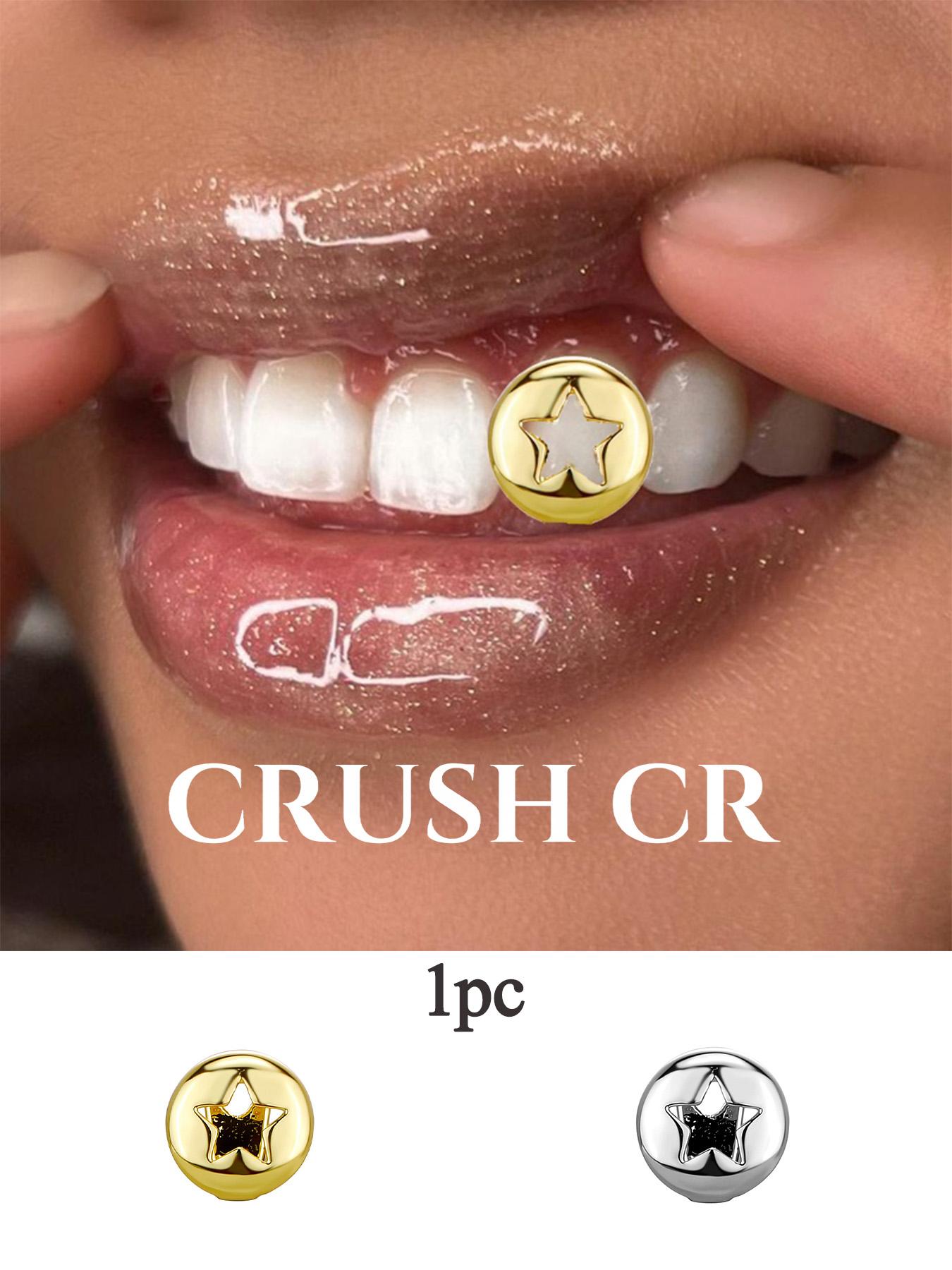 CRUSH CR 1pc Hollow Star Single Tooth Cap Grillz for Men and Women, Unique Openwork Star Design, Hypoallergenic Lightweight Removable Grillz, Perfect for Hip Hop Concerts, Music Festivals, Rave Outfits, Club Nights and Urban Street Style