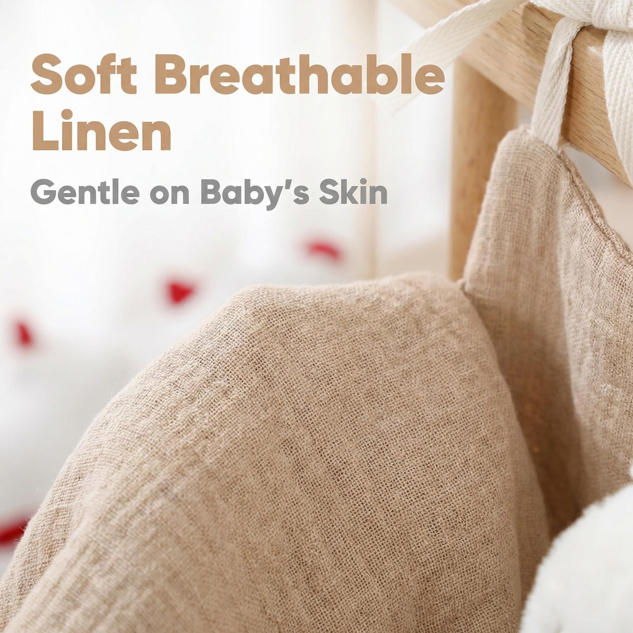 Baby Bed Hanging Bag, Soft Fabric 40x20cm, Toy Bottle Night Feeding Storage, Linen Organizer for Bedtime Toys, Universal Cord Fastening