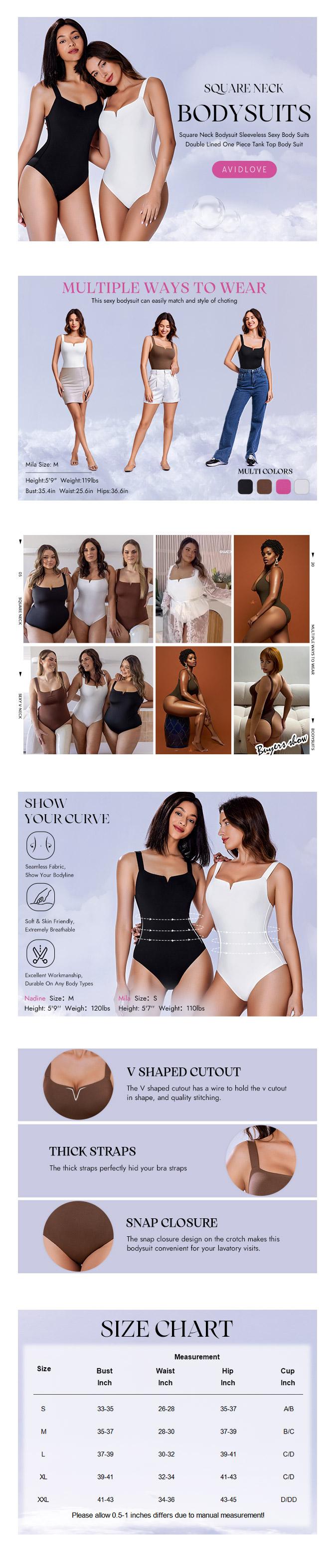 Avidlove Bodysuits for Women Square Neck Bodysuit Sleeveless Elegant Body Suits Double Lined One Piece Tank Top Body Suit SpringStatements