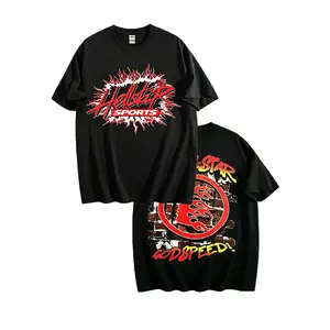 "2026 Red Hell Star Pattern T-Shirt – Double-Sided Printed Crew Neck Tee, 100% Pure Cotton Short Sleeve, Unisex Oversized Casual Streetwear, Men & Women Trendy Spring & Summer Graphic Shirt, Premium Cotton Urban Style, Bold Statement Tee"