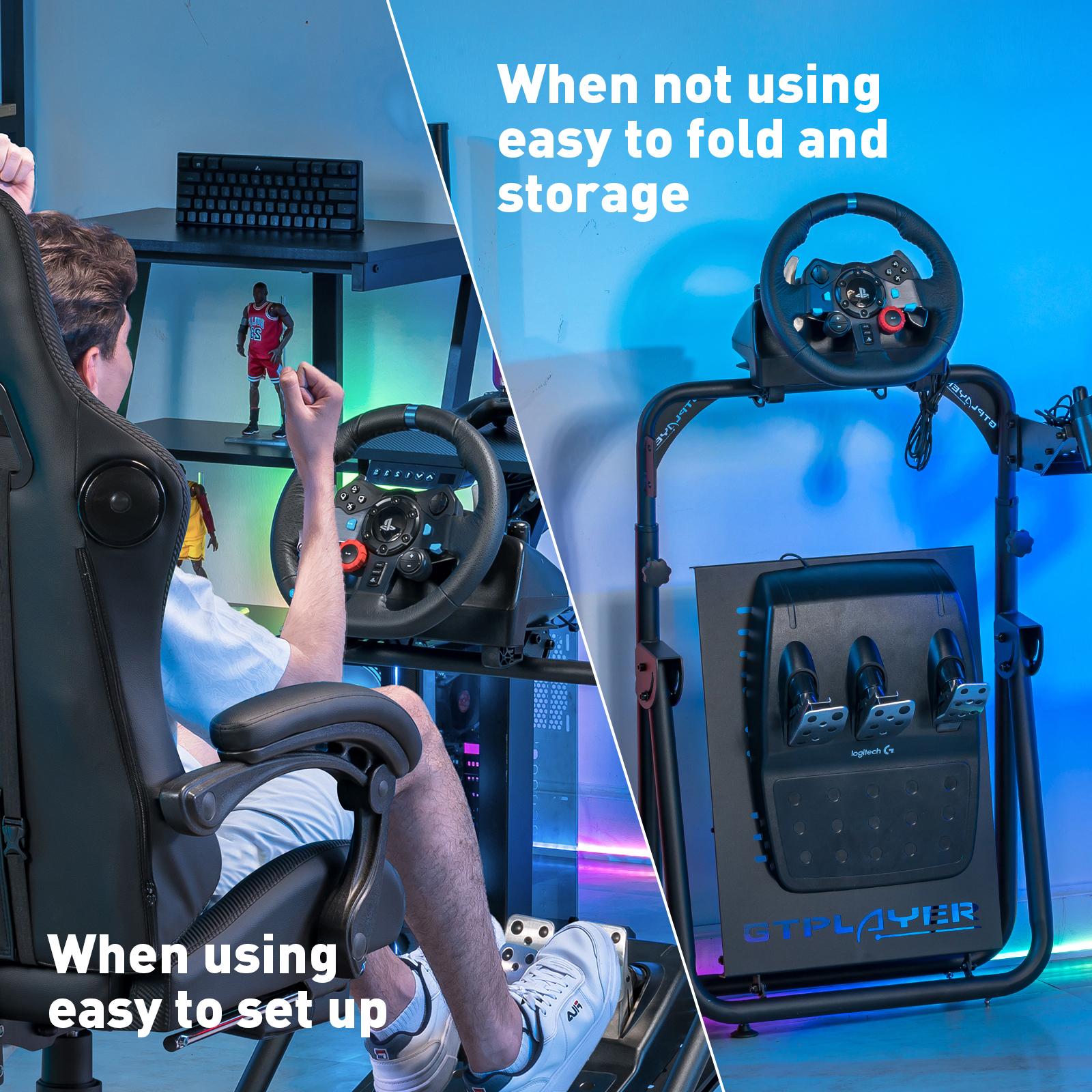 Comhoma Racing Simulator, Racing Wheel Bracket, Cockpit Wheel Bracket, Steering Gear and Shift Lever Bracket, suitable for Logitech G25, G27, G29, G920, G923 and Tesoton T330TS gaming brackets, Wheel Pedal, does not include the steering wheel itself.