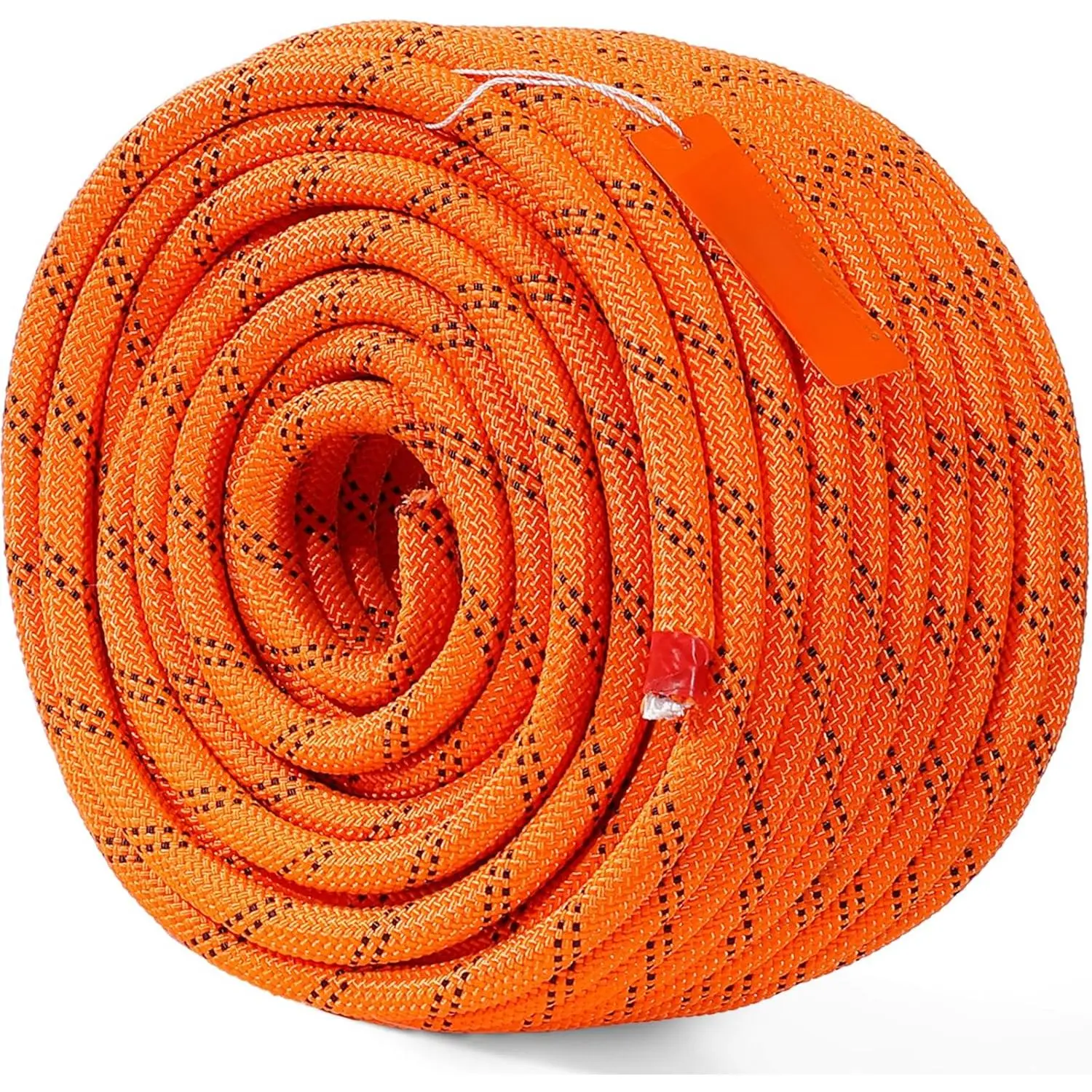 Double Braided Polyester Rope, 1/2 in x 120 ft, 48 Strands, 8000 LBS Breaking Strength Outdoor Climbing Rope, Arborist Rigging Rope for Rock Hiking Camping Swing Rappelling Rescue, Orange/Black