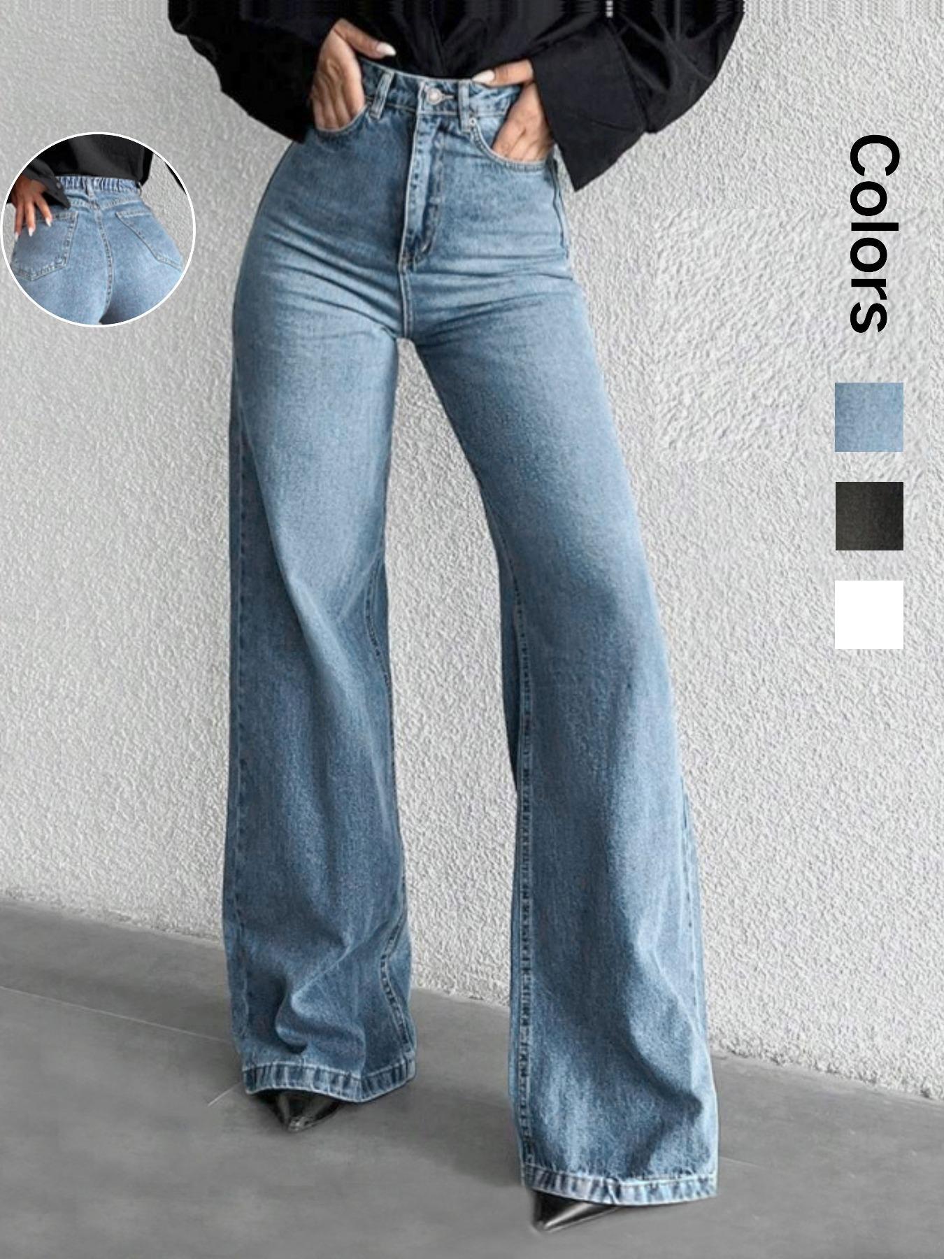 Baggy Pants for Women, Casual High Waist Wide Leg Button Jeans, Comfortable Stretch Denim, Trendy Streetwear Style, Perfect for Daily Wear