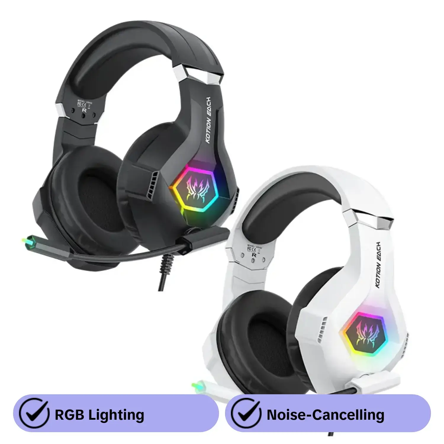 Wired Multiplatform Gaming Headset with Noise-Cancelling Mic, Compatible with PC Ps4 Ps5 Xbox, Surround Sound RGB Lighting, Over-Ear Design, Wired Gaming Headphones, Gaming Accessories