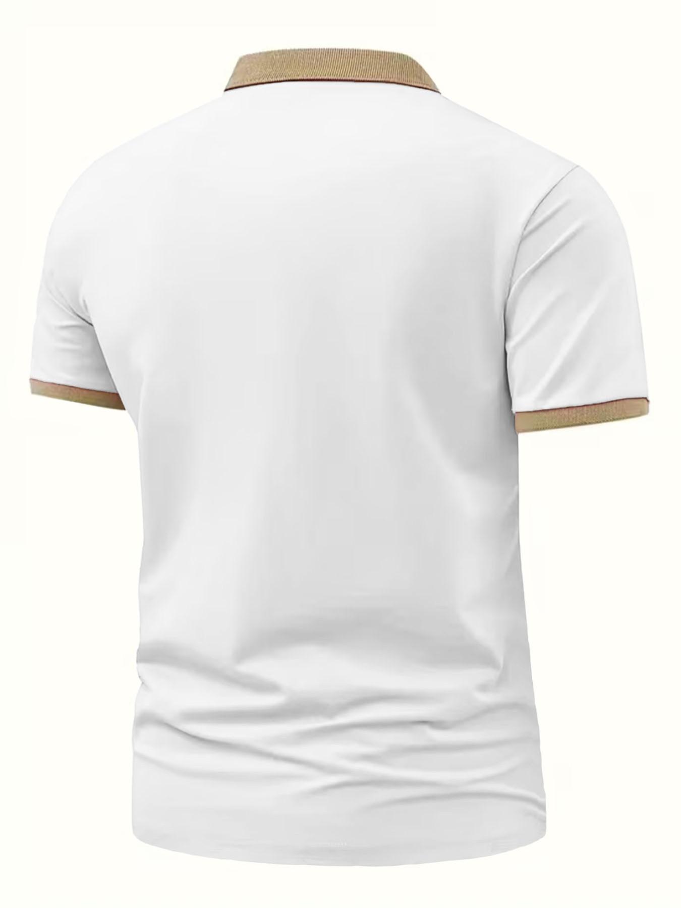 Men's Geometric Print Polo Shirt, Slim-Fitting Casual Business Wear, Short Sleeve, Ideal for Daily Commute, Travel, Gifts