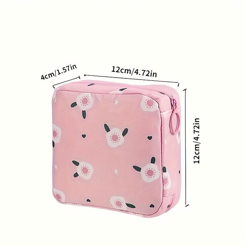 Modern Polyester Sanitary Napkin Storage Bag Set, 2 Pieces, Cartoon Design, Large Capacity, Portable, Home Organizer Basket Box Container
